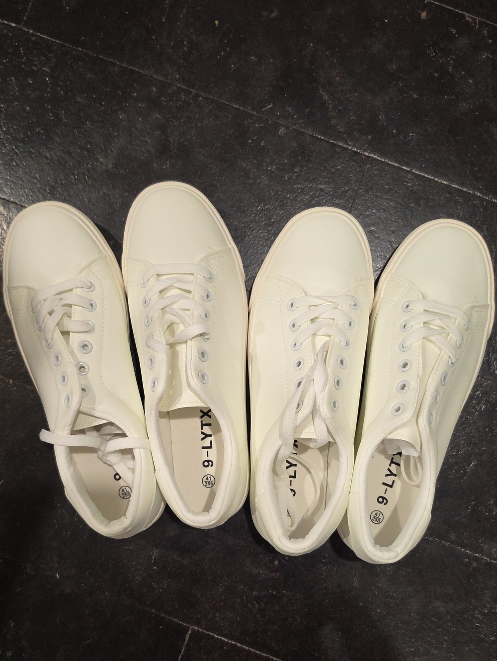 2 Pairs Brand NEW Women's Classic White Pu Leather Sneakers
